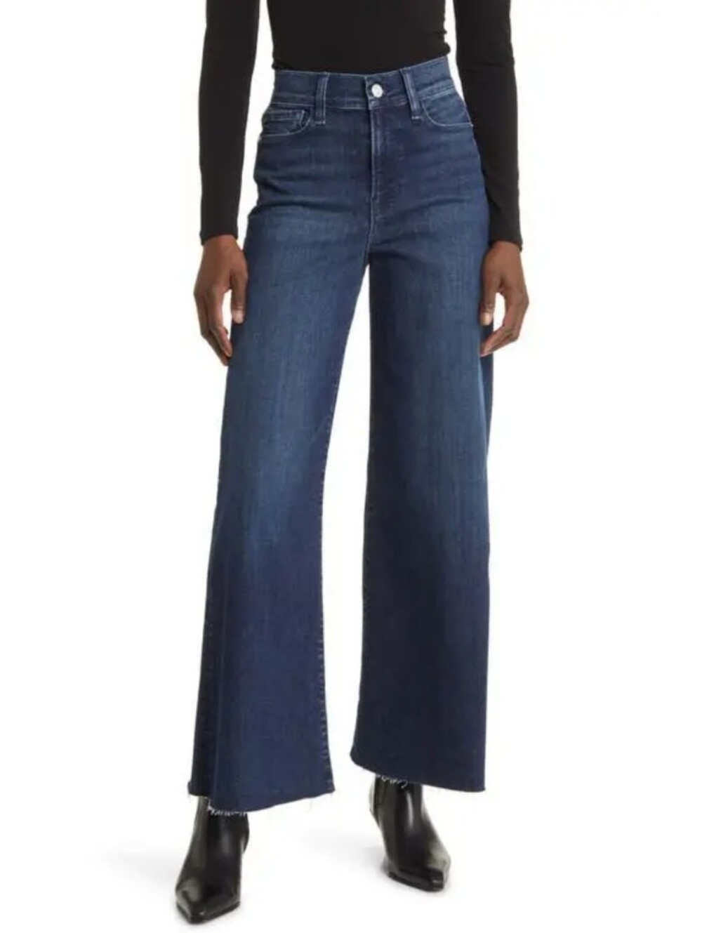 FRAME Le Palazzo High Rise Wide Leg Crop Jeans Raw Hem Size 26